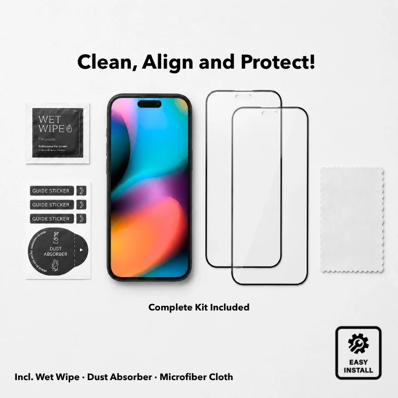 Verre blindé 3D (2 pièces) - iPhone 17 Pro