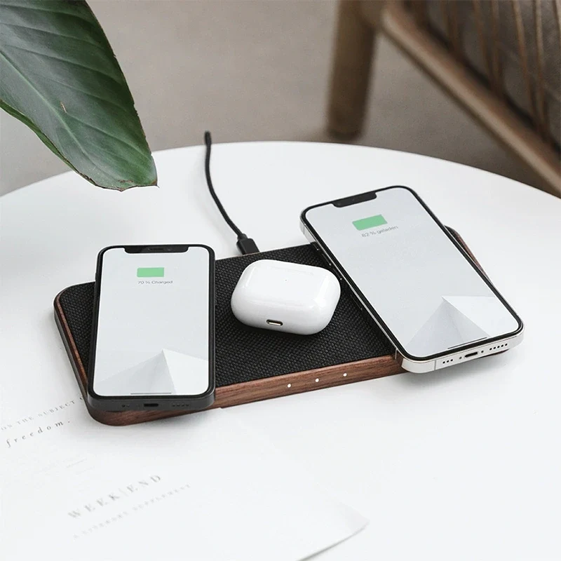 Station de recharge inductive 30 W en bois, lot