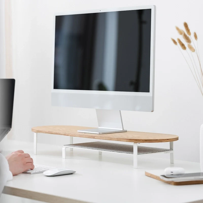 Laptop Stand + Single Monitor Stand + Multipad + Desk Mat chêne