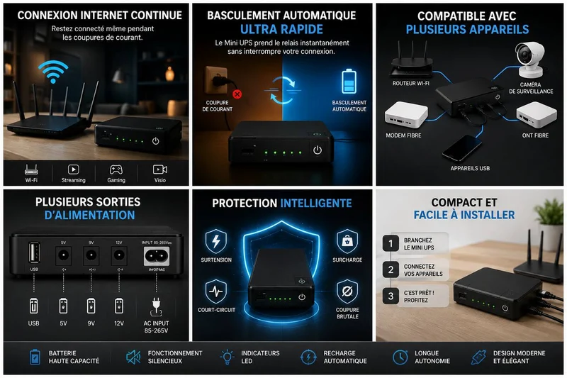 Mini UPS Intelligent pour Routeur Wi-Fi 🔋📶
