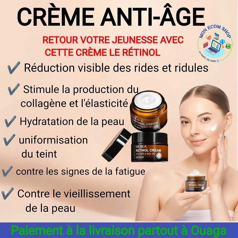 Crème au Rétinol Anti-Âge 1 acheter = 1 offert