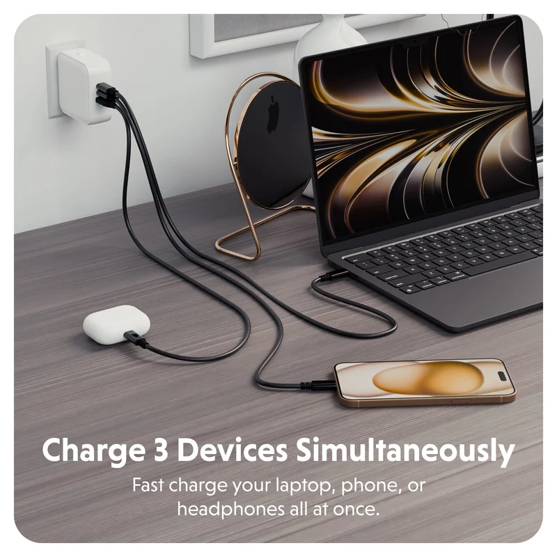 Chargeur de voyage HyperJuice® 70 W USB-C GaN testé pour la sécurité - Blanc