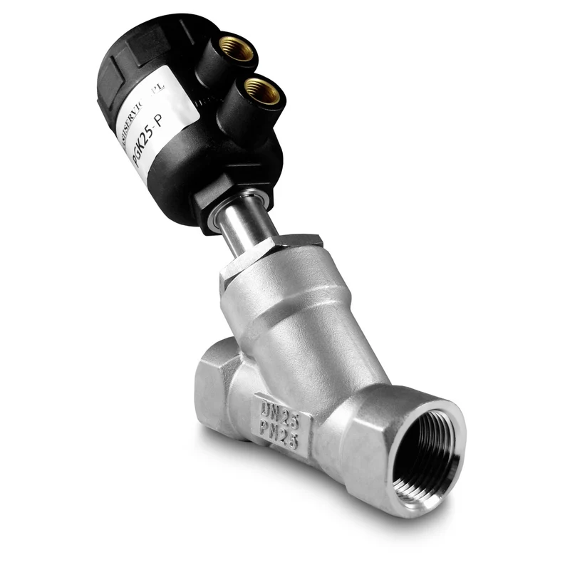 Vanne pneumatique d'angle DN32 1 1/4 pouces SS304 - PGK32-P