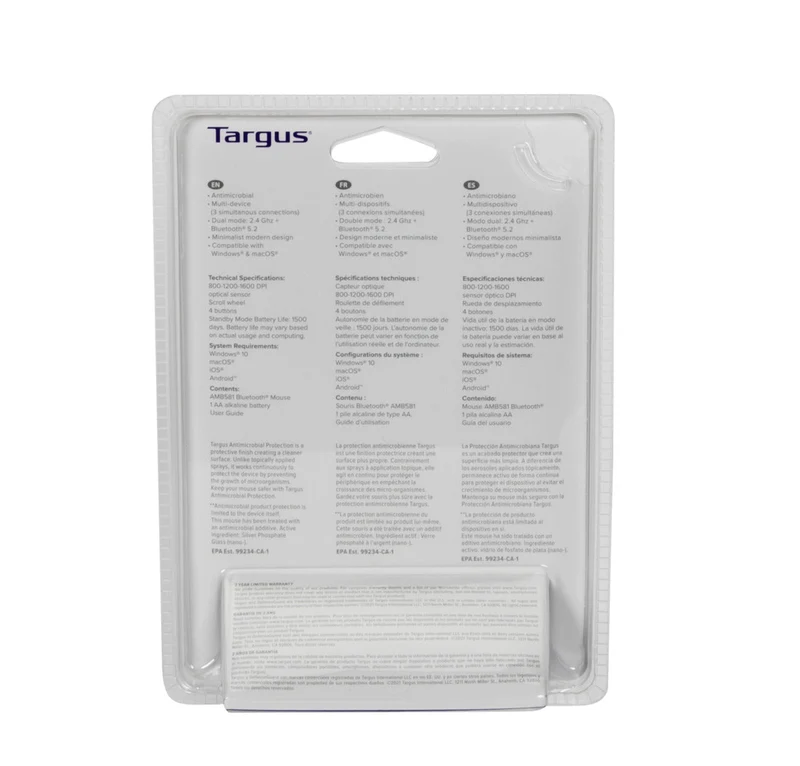 Souris sans fil compacte et antimicrobienne Multi-Appareils