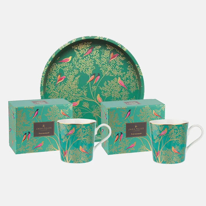 Green Birds Mug and Tray Bundle (worth £52)