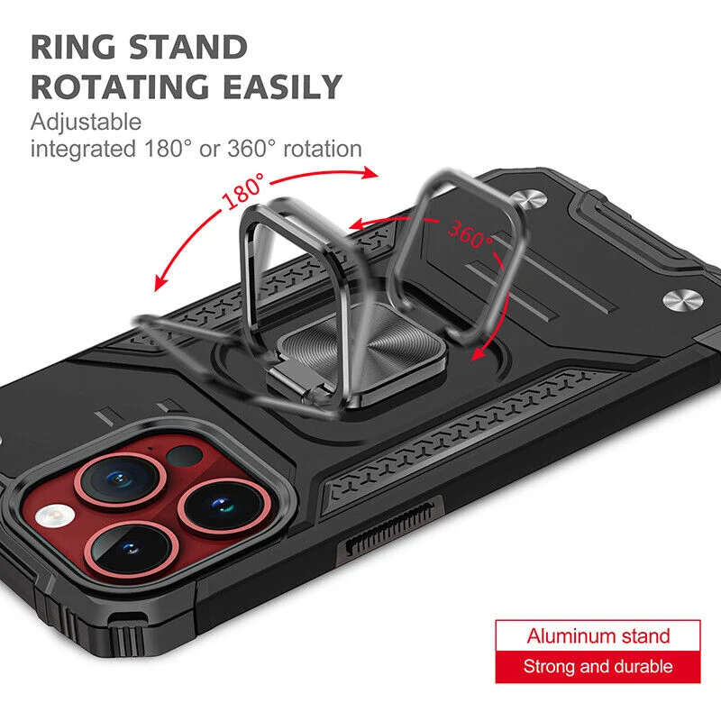 2025 Silicone Shockproof Phone Case with Ring Stand for iPhone 15 Plus Pro Max