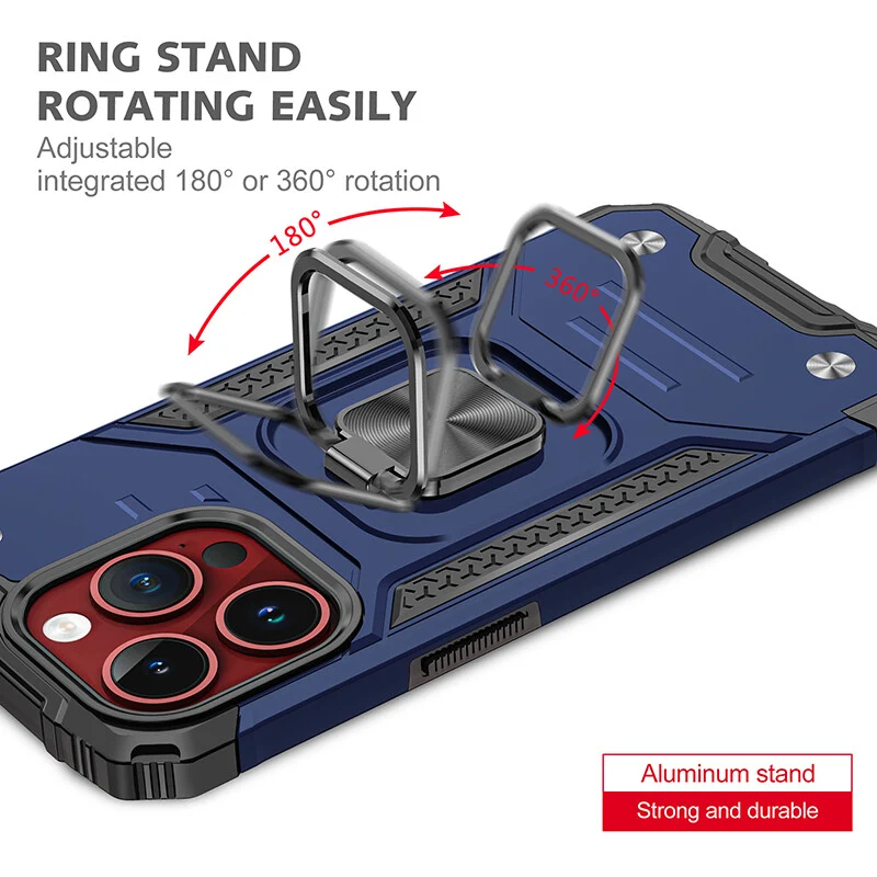 2025 Silicone Shockproof Phone Case with Ring Stand for iPhone 15 Plus Pro Max