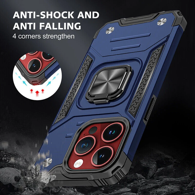 2025 Silicone Shockproof Phone Case with Ring Stand for iPhone 15 Plus Pro Max