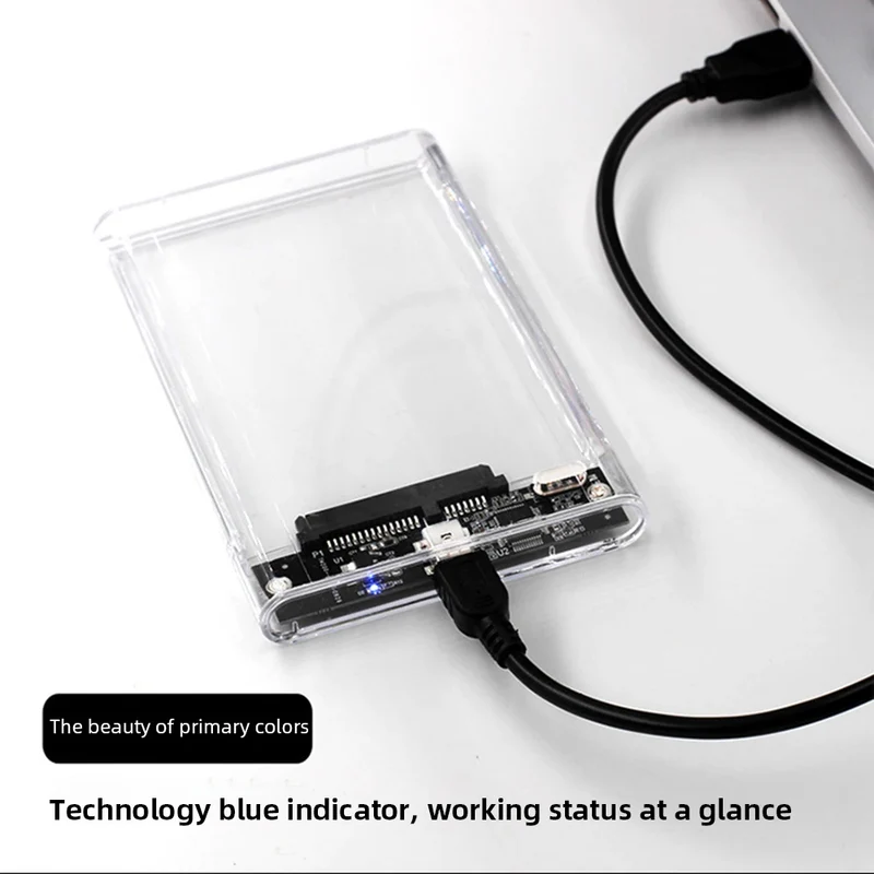 2.5 Inch Hard Drive Enclosure Transparent HDD SSD Enclosure USB3.1 Type C Portable Solid State Drive Box SATA for Laptop Tablet