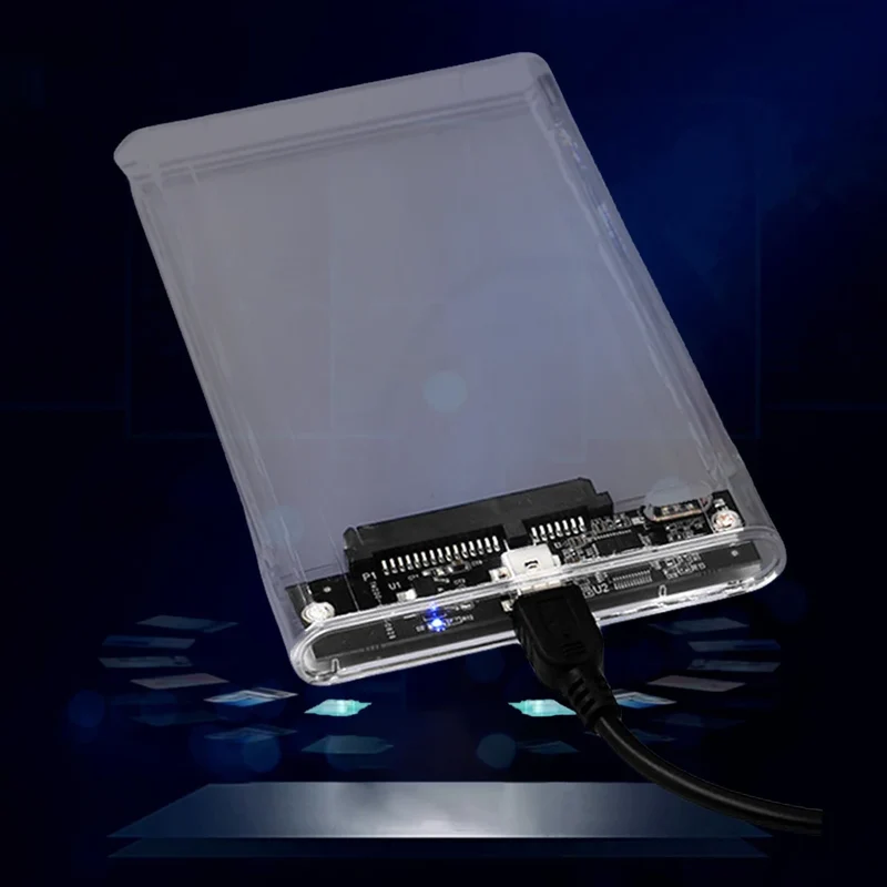 2.5 Inch Hard Drive Enclosure Transparent HDD SSD Enclosure USB3.1 Type C Portable Solid State Drive Box SATA for Laptop Tablet