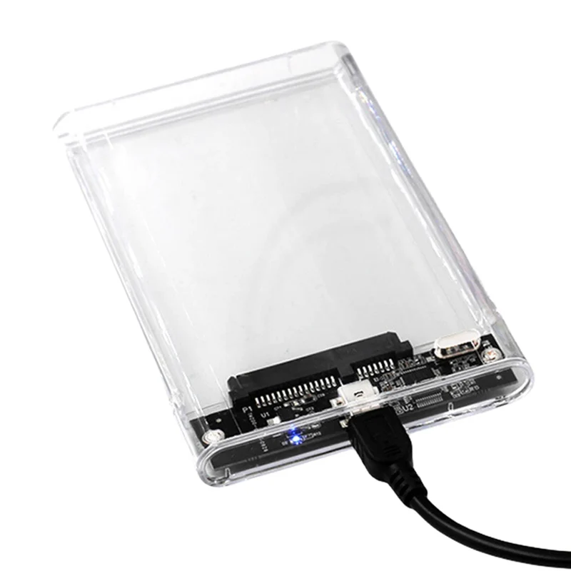 2.5 Inch Hard Drive Enclosure Transparent HDD SSD Enclosure USB3.1 Type C Portable Solid State Drive Box SATA for Laptop Tablet