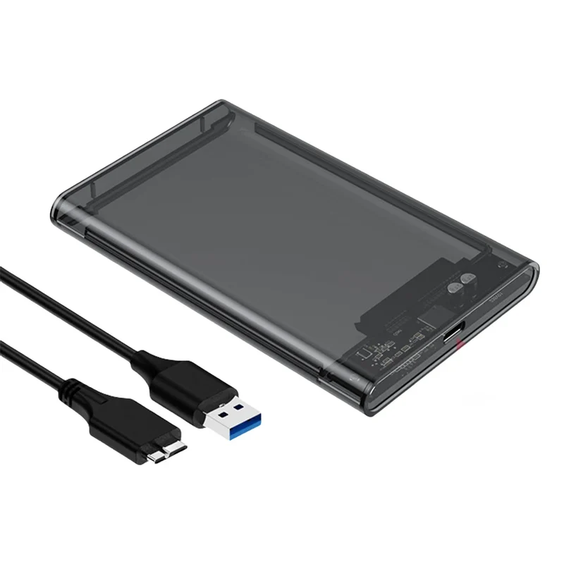 2.5 Inch Hard Drive Enclosure Transparent HDD SSD Enclosure USB3.1 Type C Portable Solid State Drive Box SATA for Laptop Tablet