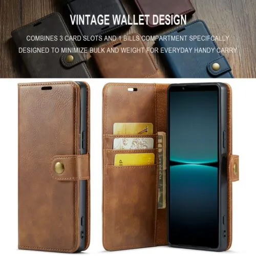 For Sony Xperia 1 5 10 VI V 2in1 Magnetic Removable Leather Wallet Case Cover