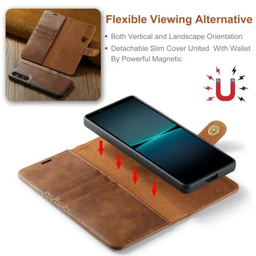 For Sony Xperia 1 5 10 VI V 2in1 Magnetic Removable Leather Wallet Case Cover
