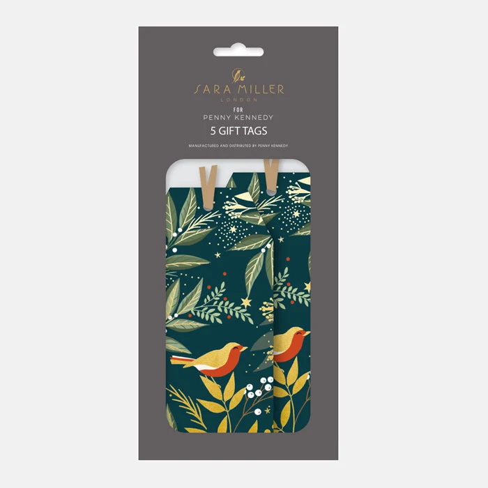 Robin & Snowberries Gift Tags - Set of 5