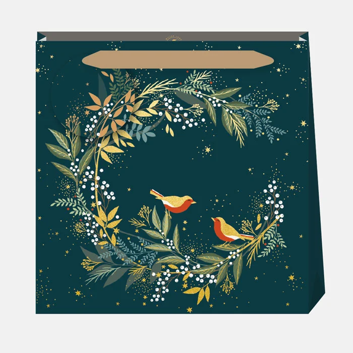 Robin & Snowberry Wreath Medium Gift Bag