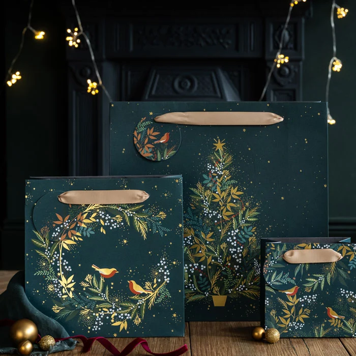 Robin & Snowberry Wreath Medium Gift Bag
