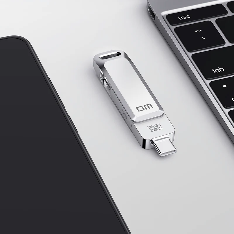 DM 2 in 1 Type-C & USB3.1 Flash Drive Dual Interface OTG Memory Flash Disk 32G 64G 128G 256G 360° Rotation Thumb Drive PD168 - 512GB