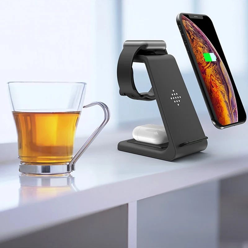 QI 10W Fast Charge 3 In 1 Wireless Charger For Iphone 11 Pro Charger Dock For Apple Watch 5 4 Airpods Pro Wireless Charge Stand|Wireless Chargers|