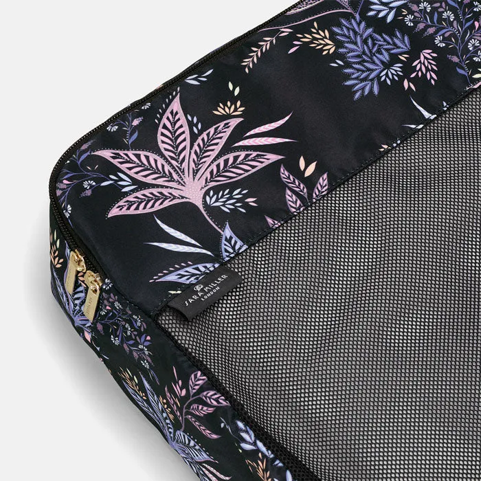 Black Botanic Set of Packing Cubes