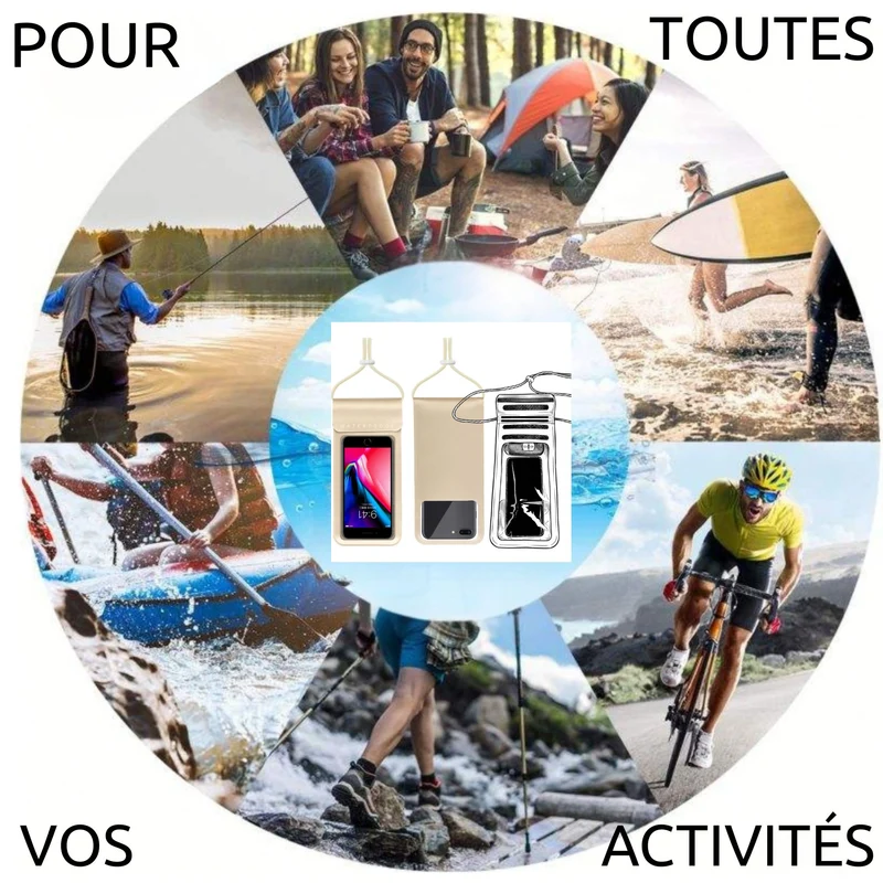 Pochette Étanche téléphone et clef- IPX8 waterproof 30 m – TPU Haute Résistance, Tactile & Photo – Tour de Cou / Bandoulière Réglable