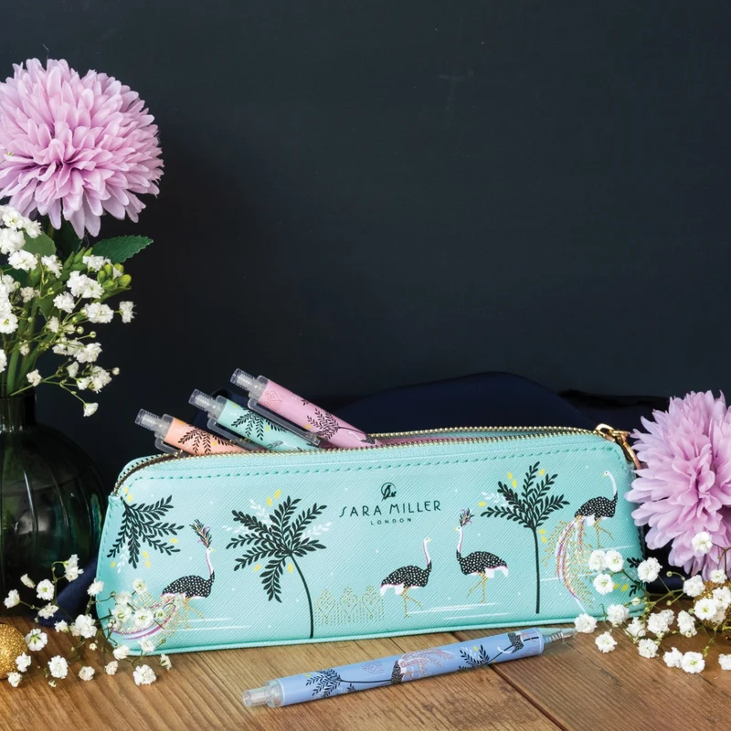 Ostrich & Palms Slim Pencil Case