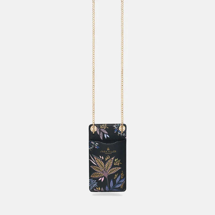Black Botanic Phone Pouch
