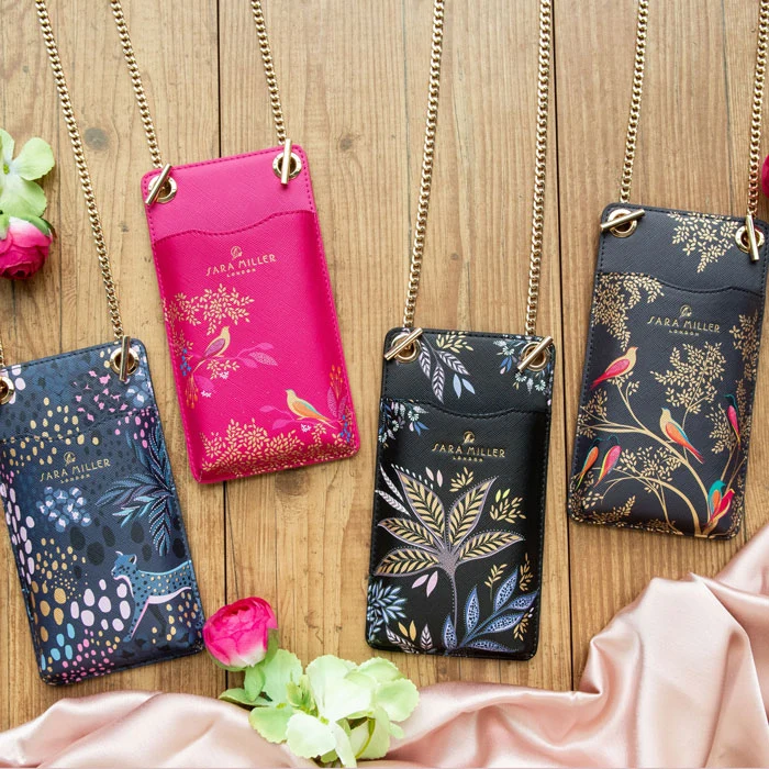 Black Botanic Phone Pouch