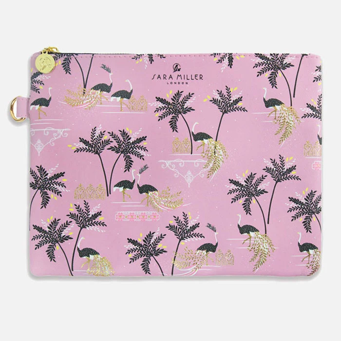 Ostrich & Palms Large Pouch