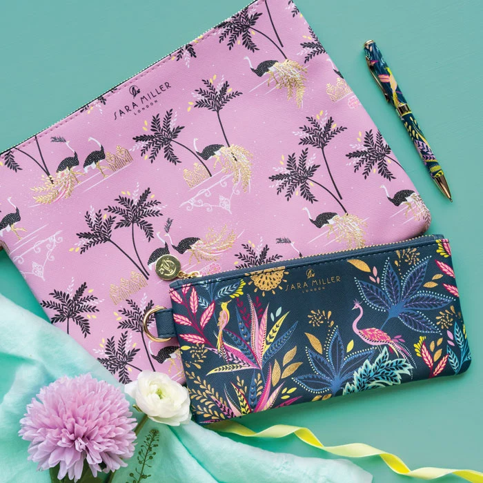Ostrich & Palms Large Pouch