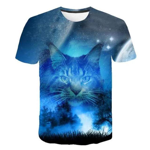 Fashion Lovely Cat 3D Print Women Ladies Girls T-Shirt Animal Harajuku Round Neck Short Sleeve Unisex Summer Tops & Tees 6XL
