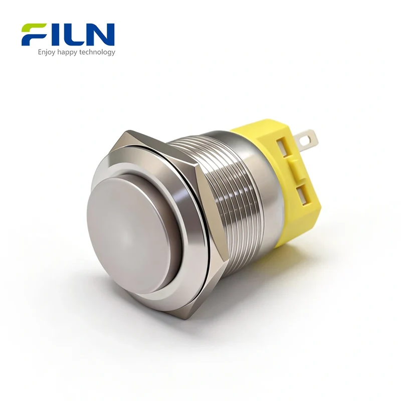 22mm Normally Open Push Button Switch Momentary Latching Stainless Steel 3-Pin Terminal | FILN