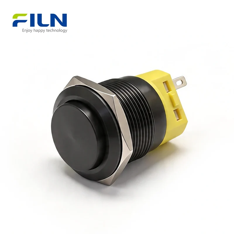22mm Normally Open Push Button Switch Momentary Latching Stainless Steel 3-Pin Terminal | FILN