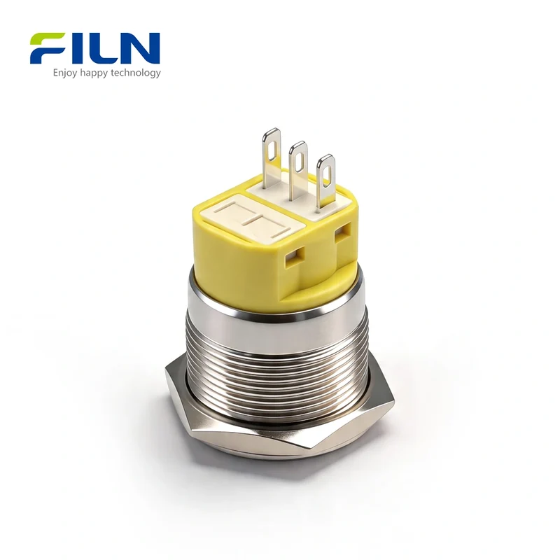 22mm Latching Push Button Switch Momentary/Latching Stainless Steel 3-Pin Terminal | FILN