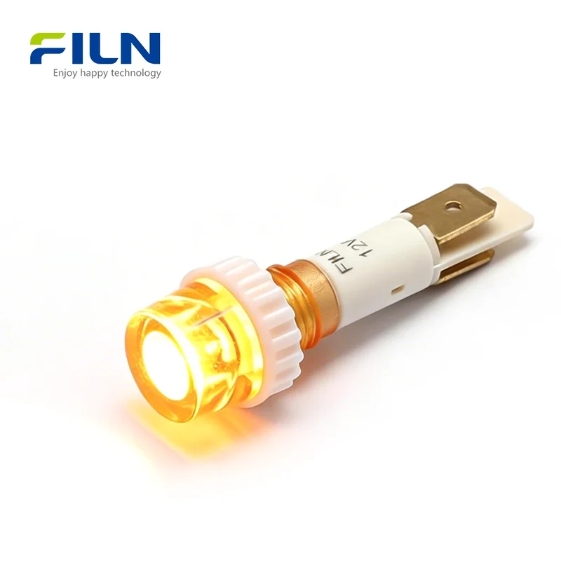 10mm Plastic 12V LED Indicator Lamp PA66 2-Pin High-Head Indicator Light for FILN
