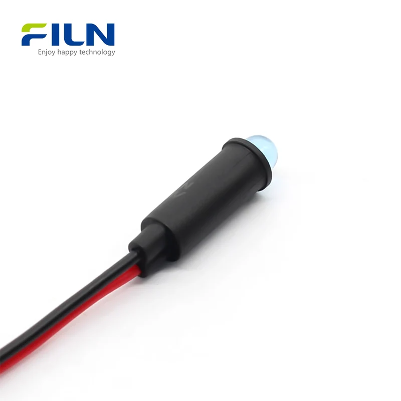 6mm Pilot Lamp Indicator 12V 220V Plastic Wire Lead Snap-in for Sale FILN