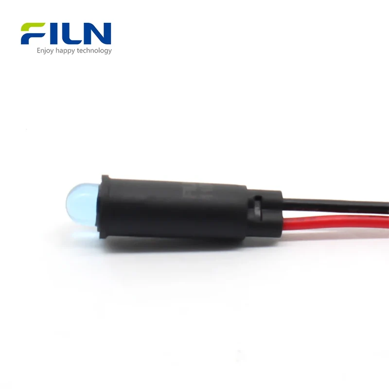 6mm Pilot Lamp Indicator 12V 220V Plastic Wire Lead Snap-in for Sale FILN