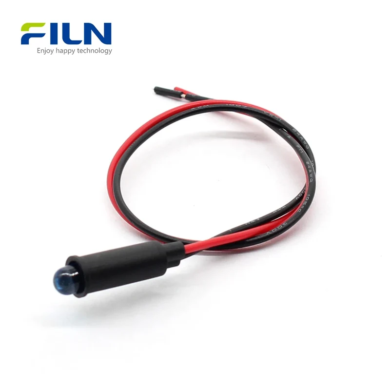 6mm Pilot Lamp Indicator 12V 220V Plastic Wire Lead Snap-in for Sale FILN