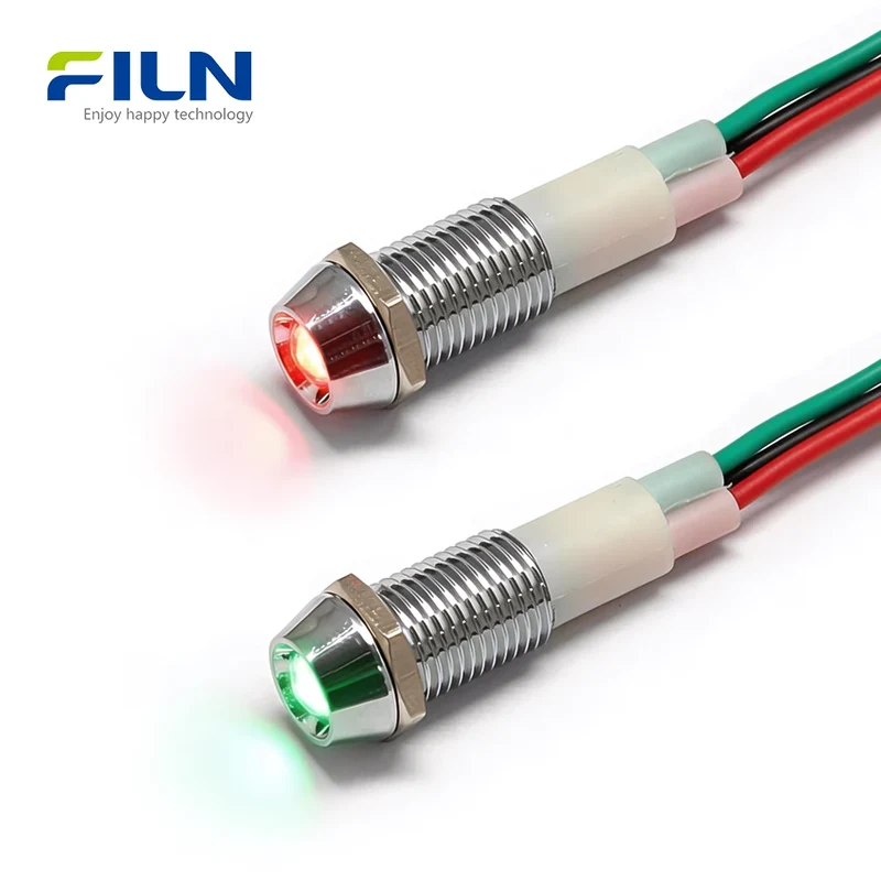 RG Indicator Light Dual Color Red Green LED IP67 Waterproof Metal Pilot Lamp for Industrial & Commercial Panels