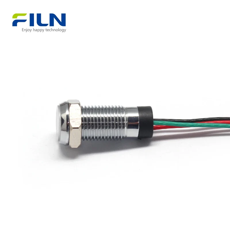 Dual-color Signal Lamp 8mm IP67 Flat Head LED for CNC Panel FILN