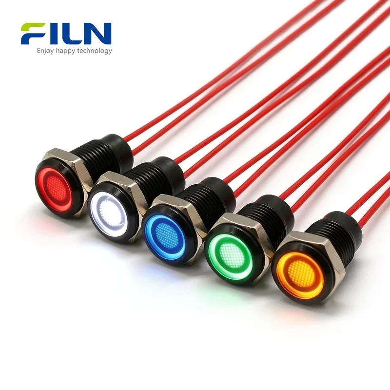 Blue LED Indicator Light 8mm 12V 220V Waterproof for CNC & Marine FILN