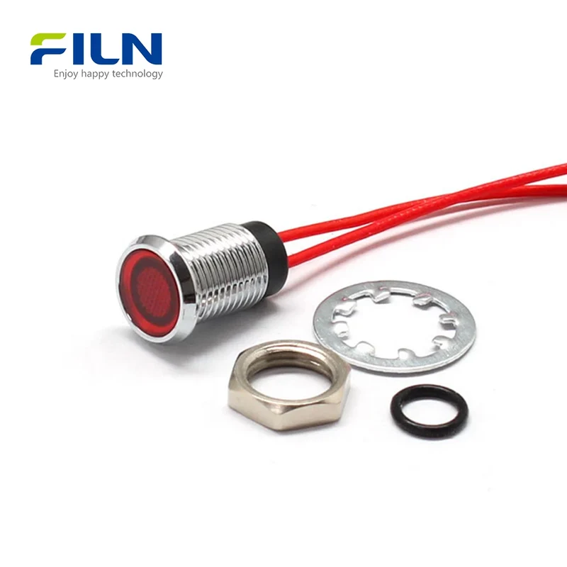 Blue LED Indicator Light 8mm 12V 220V Waterproof for CNC & Marine FILN