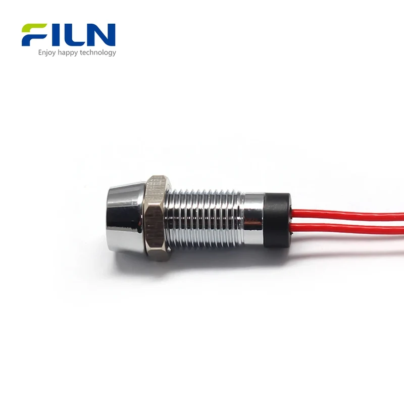 12V Pilot Light 8mm LED Metal Recessed Head IP67 for CNC Panel FILN