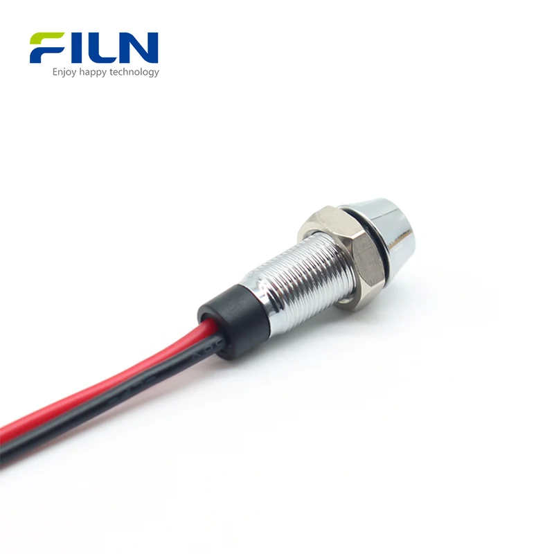 6MM LED Pilot Light Mini Metal High Head Pre-wired IP65 Signal Lamp