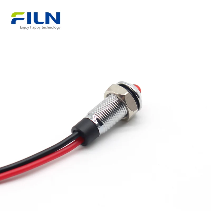 6MM LED Pilot Light Mini Metal High Head Pre-wired IP65 Signal Lamp
