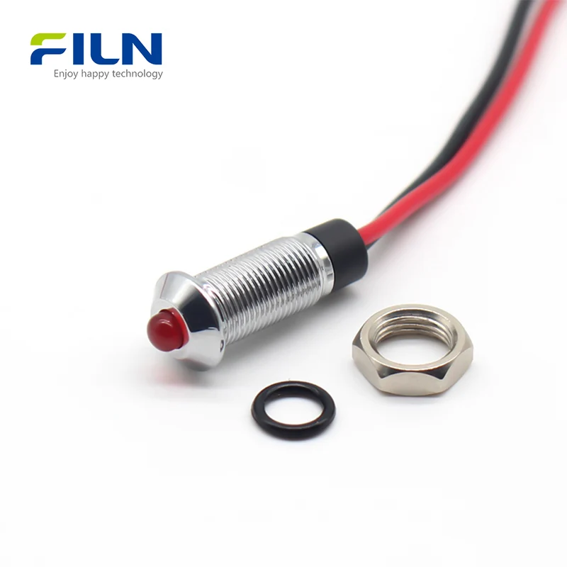 6MM LED Pilot Light Mini Metal High Head Pre-wired IP65 Signal Lamp