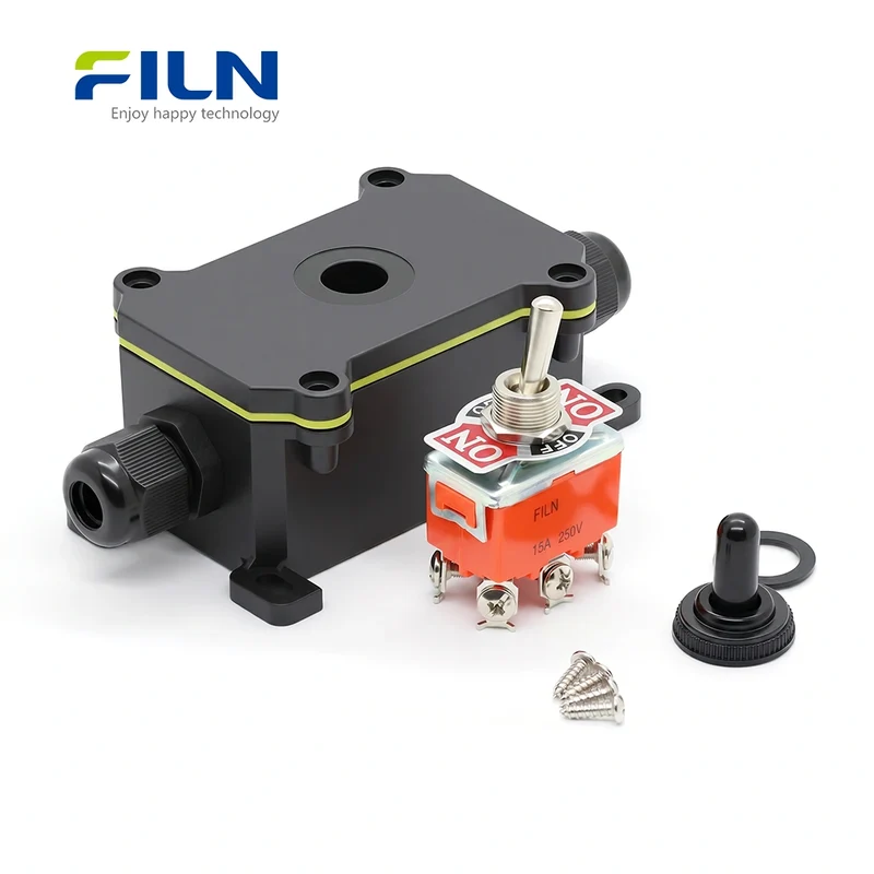 Waterproof Junction Boxes Electrical with Toggle Switch 12mm SPST SPDT ON-OFF/ON-OFF-ON FILN