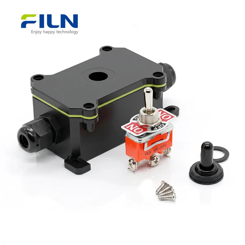 Waterproof Junction Boxes Electrical with Toggle Switch 12mm SPST SPDT ON-OFF/ON-OFF-ON FILN
