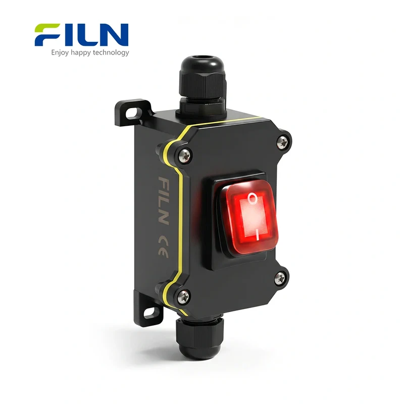Outdoor Junction Box with KCD4 Rocker Switch 30A High Current IP65 Waterproof FILN