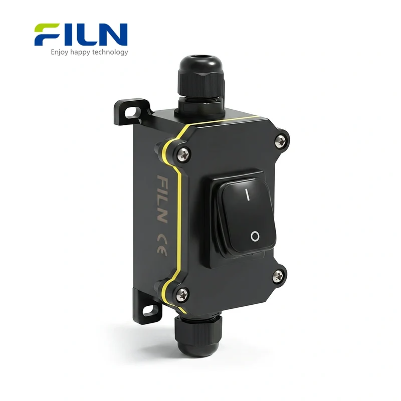 Outdoor Junction Box with KCD4 Rocker Switch 30A High Current IP65 Waterproof FILN